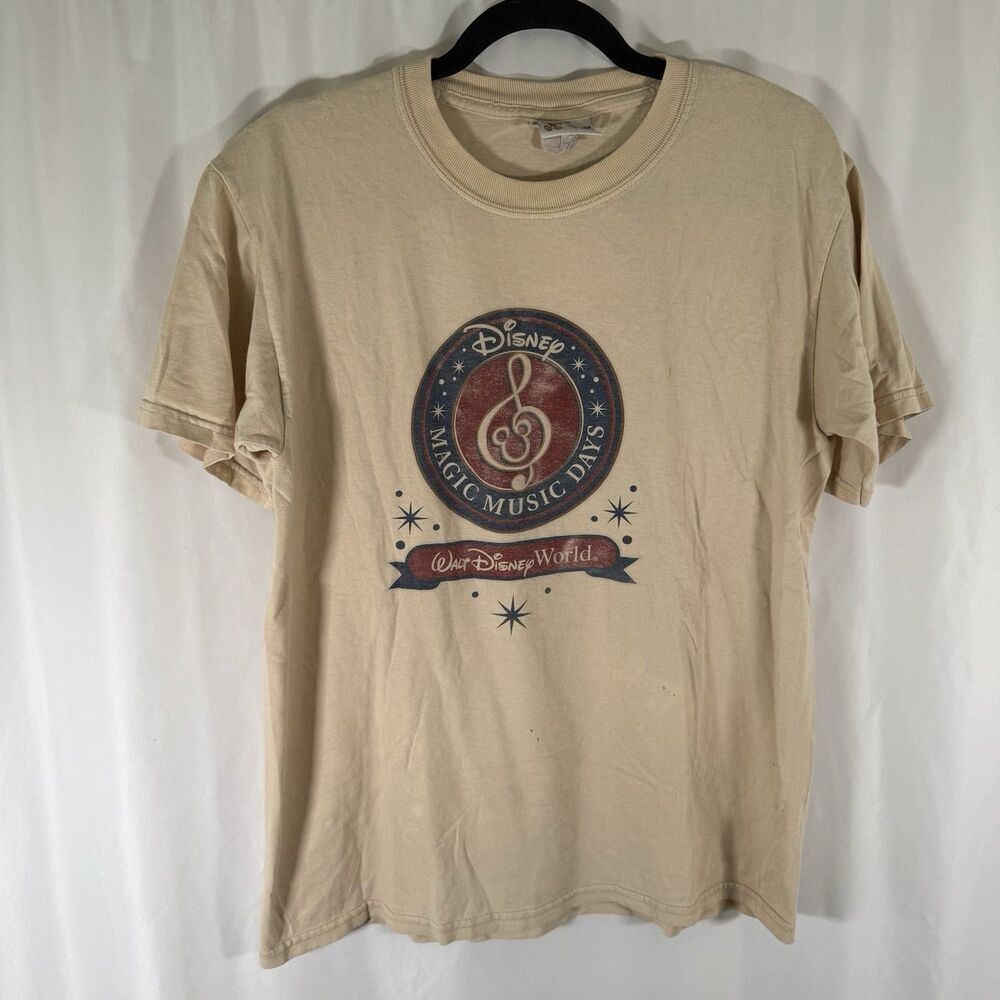 Vintage Walt Disney Shirt Men's Medium Yellow Short Sleeve Magic Music Days